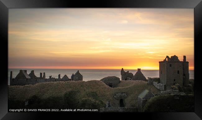 Ancient Fortress Bathed in Sunrise Framed Print by DAVID FRANCIS