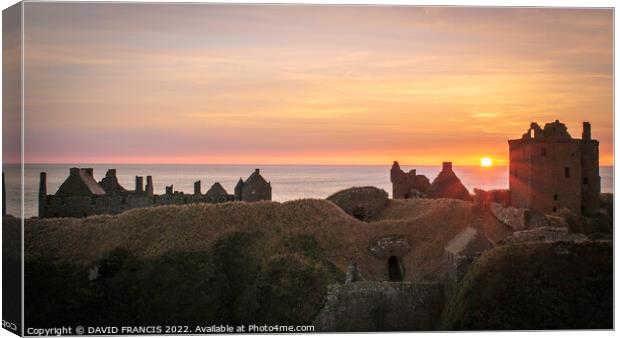Majestic Sunrise at Dunnottar Castle Canvas Print by DAVID FRANCIS