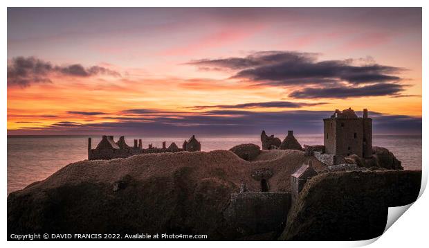 Dunnottar Castle Sunrise A Warm and Dramatic Cliff Print by DAVID FRANCIS