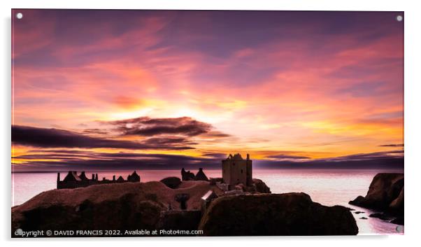 Majestic Sunrise Over Dunnottar Castle Acrylic by DAVID FRANCIS