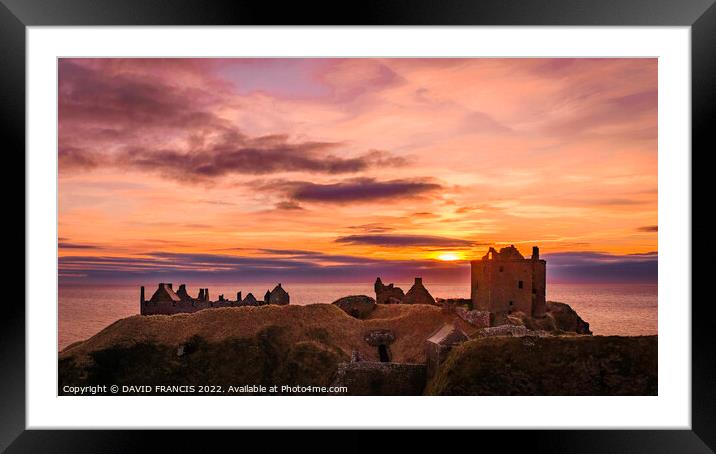 Majestic Sunrise over Dunnottar Castle Framed Mounted Print by DAVID FRANCIS