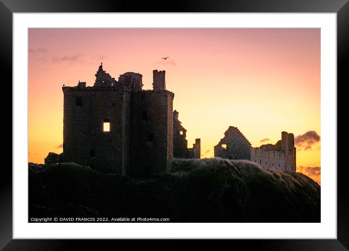 Dunnottar Castle at Sunrise A Romantic and Dramati Framed Mounted Print by DAVID FRANCIS