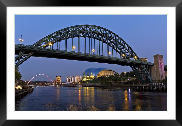 Newcastle Bridge and Quayside Framed Mounted Print by Kevin Tate
