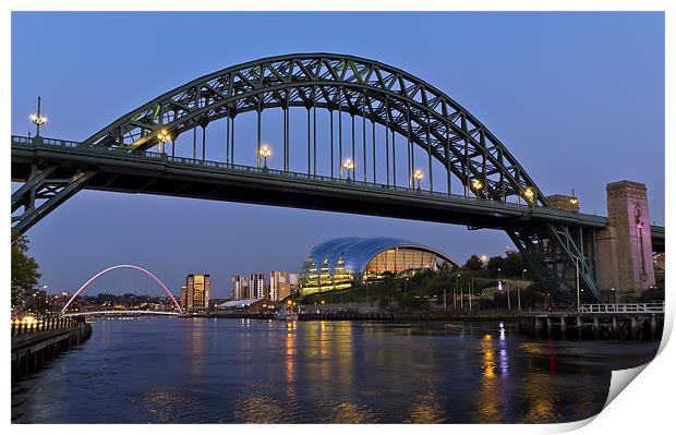 Newcastle Bridge and Quayside Print by Kevin Tate