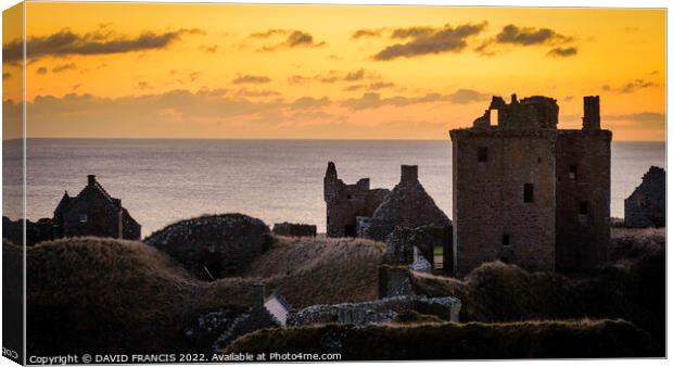 Majestic Sunrise over the Ancient Dunnottar Castle Canvas Print by DAVID FRANCIS