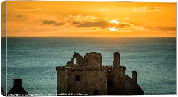 Majestic Sunrise Over Dunnottar Castle Canvas Print by DAVID FRANCIS