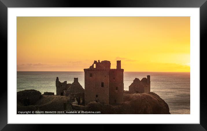 Dunnottar Castle Sunrise An Ancient Fortress Illum Framed Mounted Print by DAVID FRANCIS