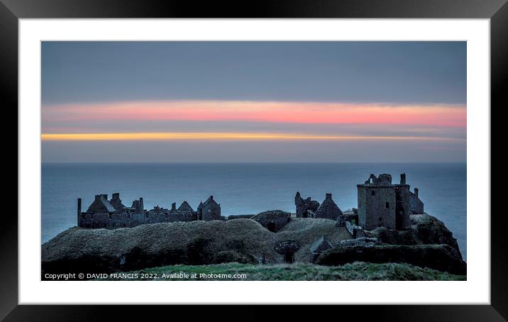 Dunnottar Castle A Timeless Sunrise Framed Mounted Print by DAVID FRANCIS