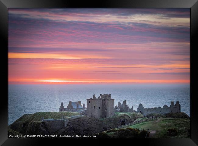 Ancient Fortress Bathed in Sunrise Glow Framed Print by DAVID FRANCIS