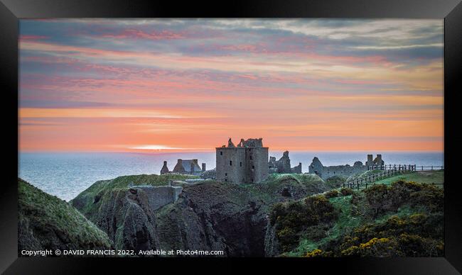 Dunnottar Castle Sunrise A Stunning Scottish Fortr Framed Print by DAVID FRANCIS