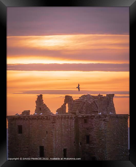 Majestic Sunrise over Dunnottar Castle Framed Print by DAVID FRANCIS