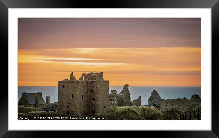 Dunnottar Castle at Sunrise Framed Mounted Print by DAVID FRANCIS