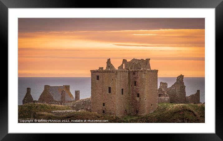 Dunnottar Castle Sunrise Glory Framed Mounted Print by DAVID FRANCIS