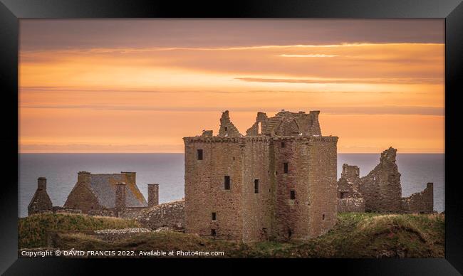 Dunnottar Castle Sunrise Glory Framed Print by DAVID FRANCIS