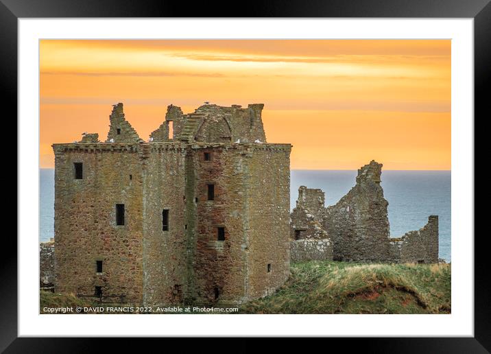Dramatic Sunrise at Ancient Dunnottar Castle Framed Mounted Print by DAVID FRANCIS