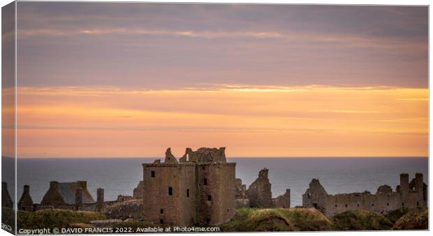 Majestic Sunrise at Dunnottar Castle Canvas Print by DAVID FRANCIS