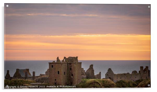 Majestic Sunrise at Dunnottar Castle Acrylic by DAVID FRANCIS