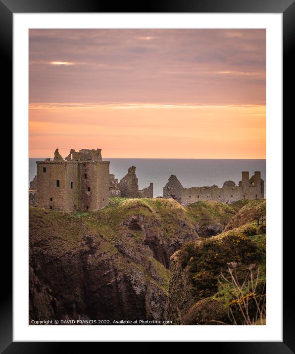 Dramatic Sunrise over Dunnottar Castle Framed Mounted Print by DAVID FRANCIS