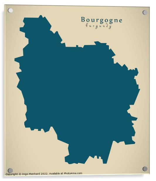 Modern Map - Bourgogne FR France Acrylic by Ingo Menhard