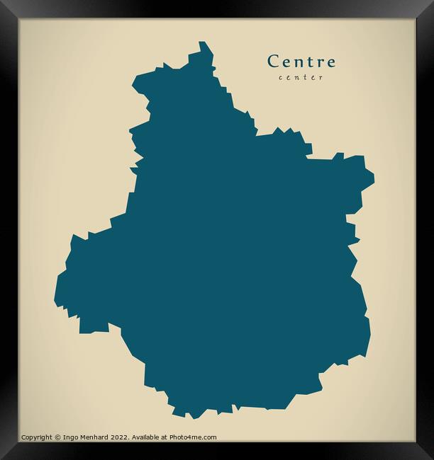 Modern Map - Centre FR France Framed Print by Ingo Menhard