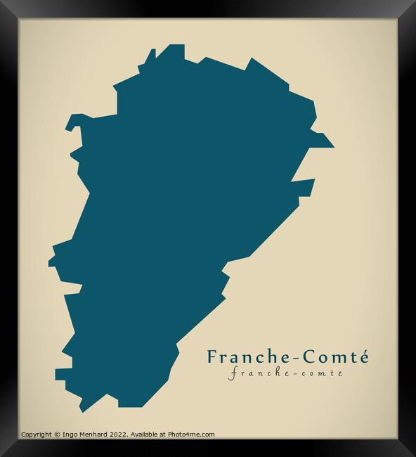 Modern Map - Franche Comte FR France Framed Print by Ingo Menhard