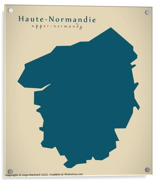 Modern Map - Haute Normandie FR France Acrylic by Ingo Menhard