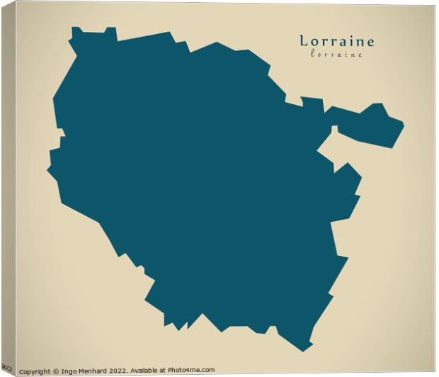 Modern Map - Lorraine FR France Canvas Print by Ingo Menhard