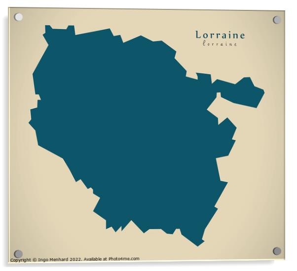 Modern Map - Lorraine FR France Acrylic by Ingo Menhard