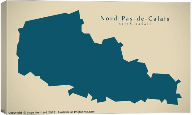 Modern Map - Nord Pas de Calais FR France Canvas Print by Ingo Menhard