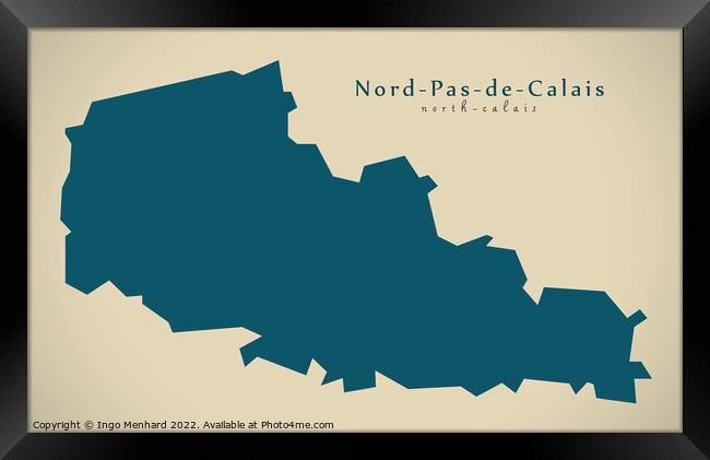 Modern Map - Nord Pas de Calais FR France Framed Print by Ingo Menhard