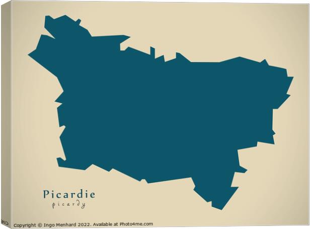 Modern Map - Picardie FR France Canvas Print by Ingo Menhard