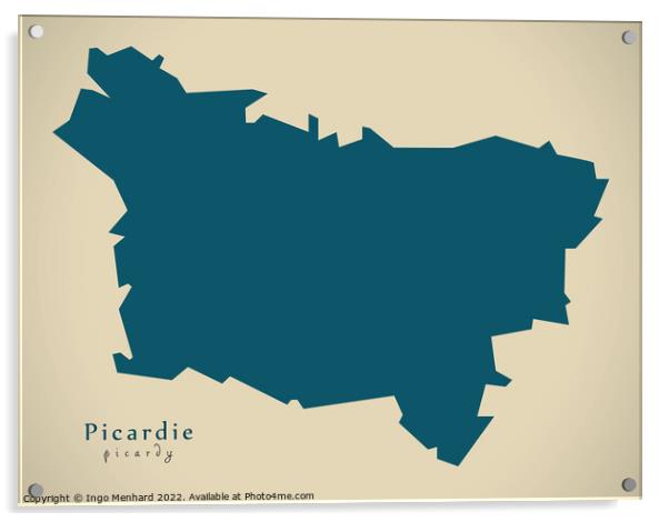 Modern Map - Picardie FR France Acrylic by Ingo Menhard