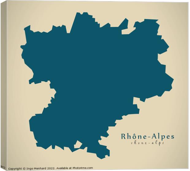 Modern Map - Rhone Alpes FR France Canvas Print by Ingo Menhard
