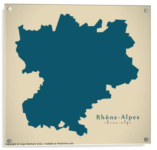 Modern Map - Rhone Alpes FR France Acrylic by Ingo Menhard