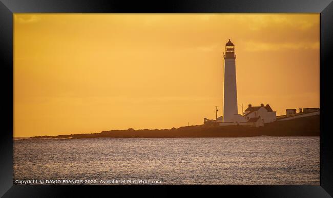 Golden Sunrise over Scurdie Ness Lighthouse Framed Print by DAVID FRANCIS