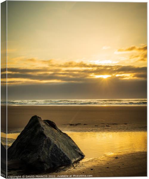 Golden Sunrise Reflected in Rock Pool Canvas Print by DAVID FRANCIS