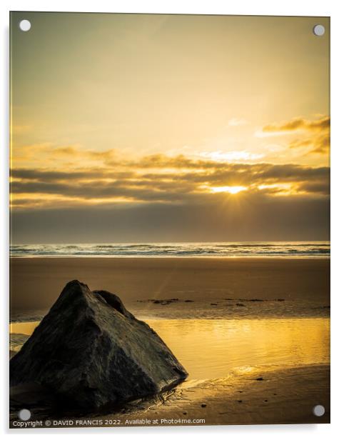 Golden Sunrise Reflected in Rock Pool Acrylic by DAVID FRANCIS