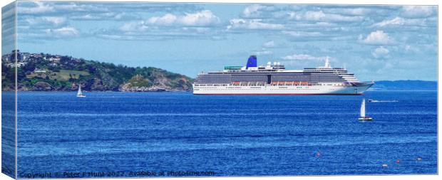 Cruise Ship Arcadia In Torbay Devon Canvas Print by Peter F Hunt