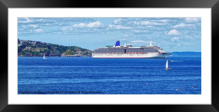 Cruise Ship Arcadia In Torbay Devon Framed Mounted Print by Peter F Hunt