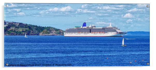 Cruise Ship Arcadia In Torbay Devon Acrylic by Peter F Hunt