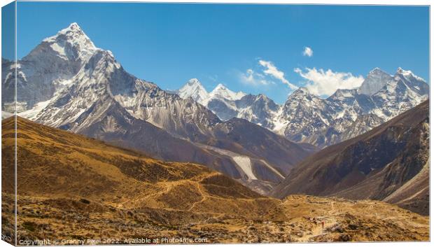 Trail to Lobuche Himalayas Canvas Print by Margaret Ryan