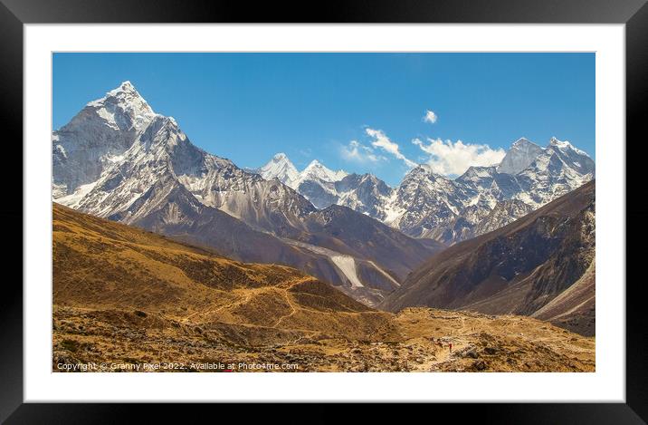 Trail to Lobuche Himalayas Framed Mounted Print by Margaret Ryan