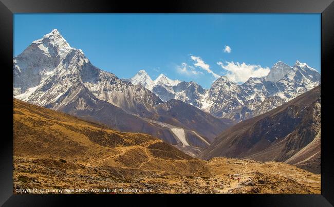 Trail to Lobuche Himalayas Framed Print by Margaret Ryan