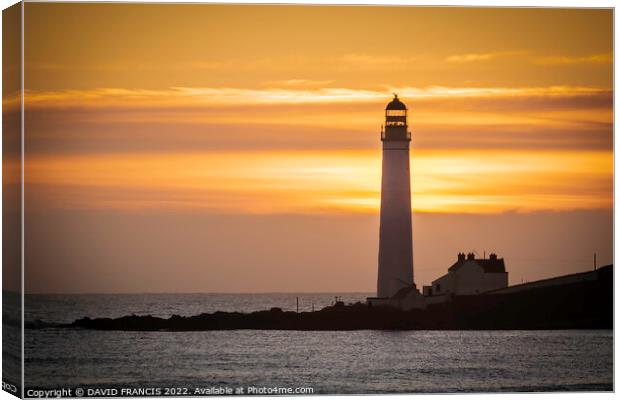 Serene Sunrise at Scurdie Ness Lighthouse Canvas Print by DAVID FRANCIS