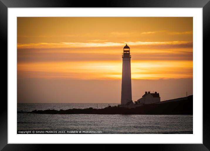 Majestic Sunrise over Scurdie Ness Lighthouse Framed Mounted Print by DAVID FRANCIS