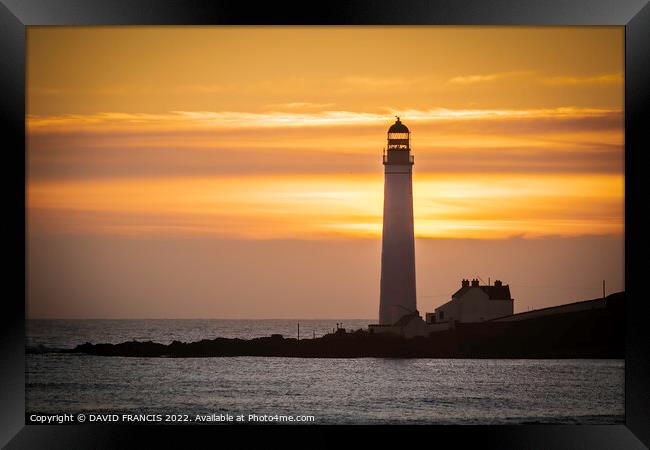Majestic Sunrise over Scurdie Ness Lighthouse Framed Print by DAVID FRANCIS