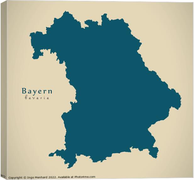 Modern Map - Bayern DE Canvas Print by Ingo Menhard