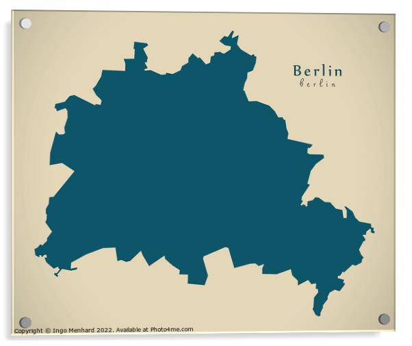 Modern Map - Berlin DE Acrylic by Ingo Menhard