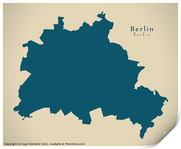 Modern Map - Berlin DE Print by Ingo Menhard