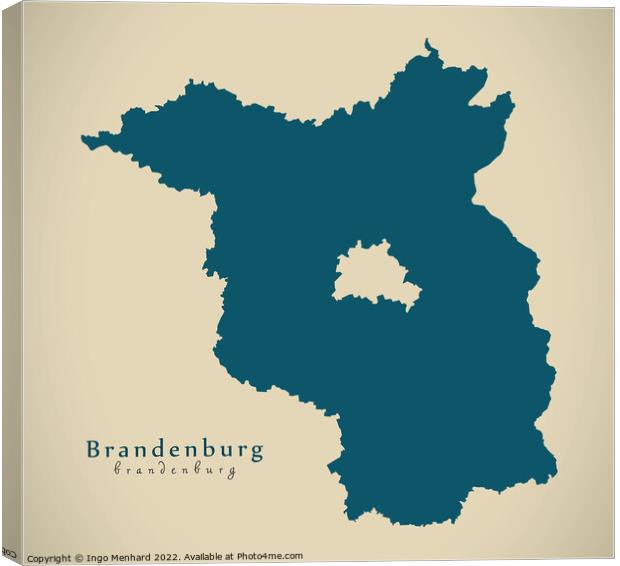 Modern Map - Brandenburg DE Canvas Print by Ingo Menhard